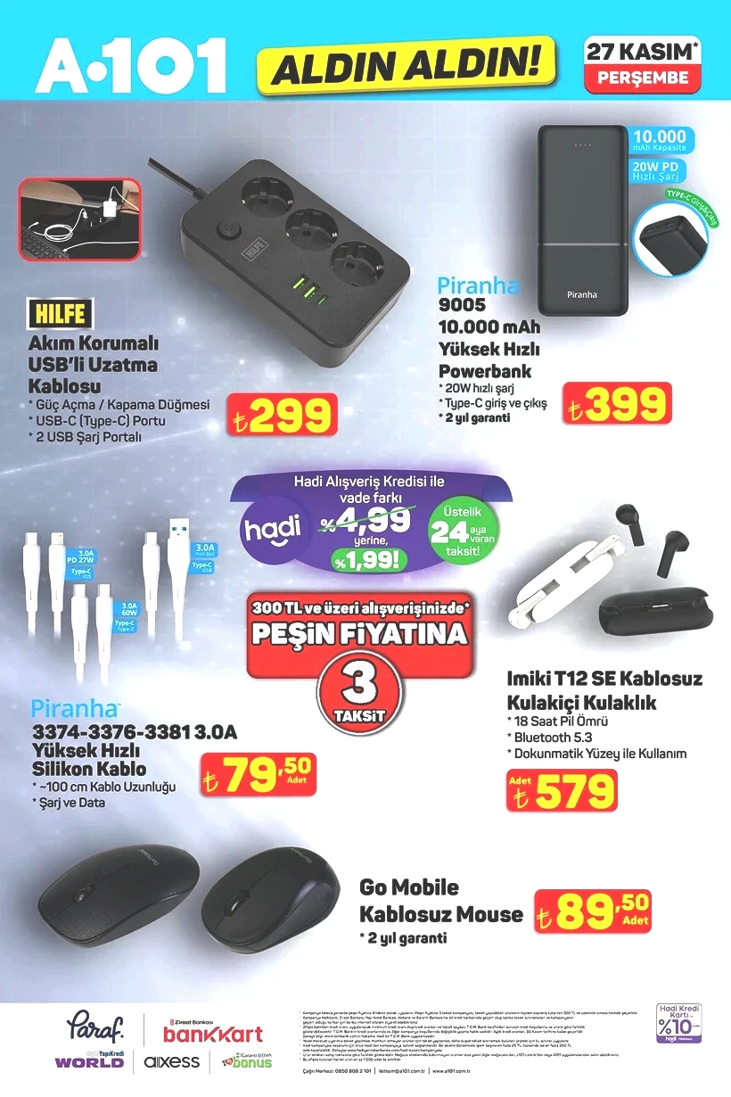 27 Kasım Perşembe A101 Aktüel Kataloğu Elektrikli Ev Aletleri, Volta Motosiklet, Buharlı Ütü Var - Resim : 1