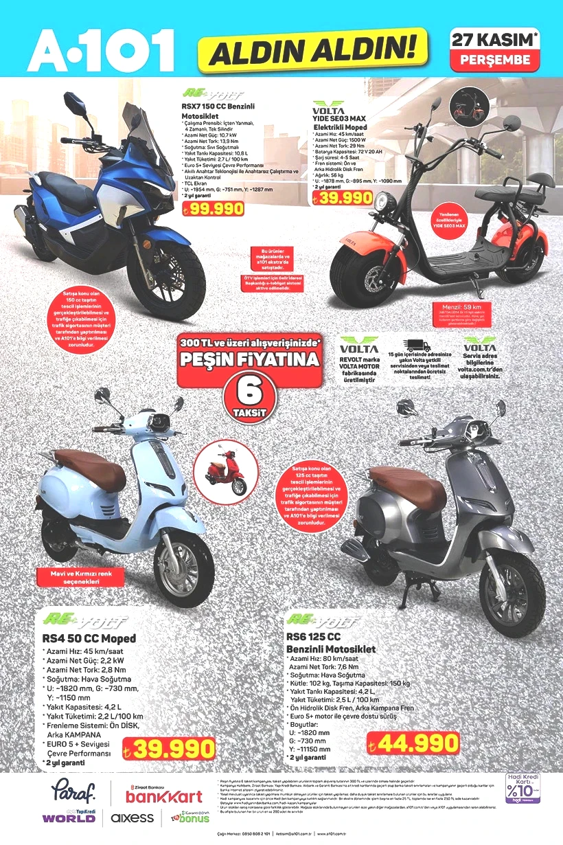 27 Kasım Perşembe A101 Aktüel Kataloğu Elektrikli Ev Aletleri, Volta Motosiklet, Buharlı Ütü Var - Resim : 2